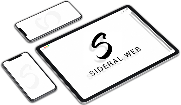 image d'une tablette et de deux smartphones avec le logo Sideral Web